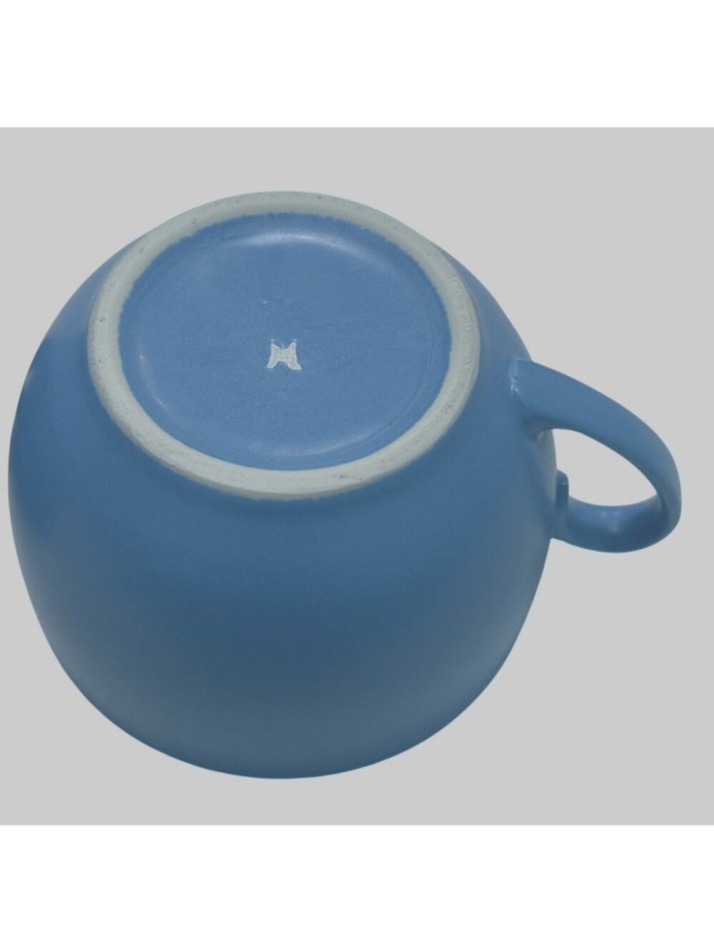 Set Of Two Oversized Matte Blue Stoneware Coffee/Soup Mugs Vintage